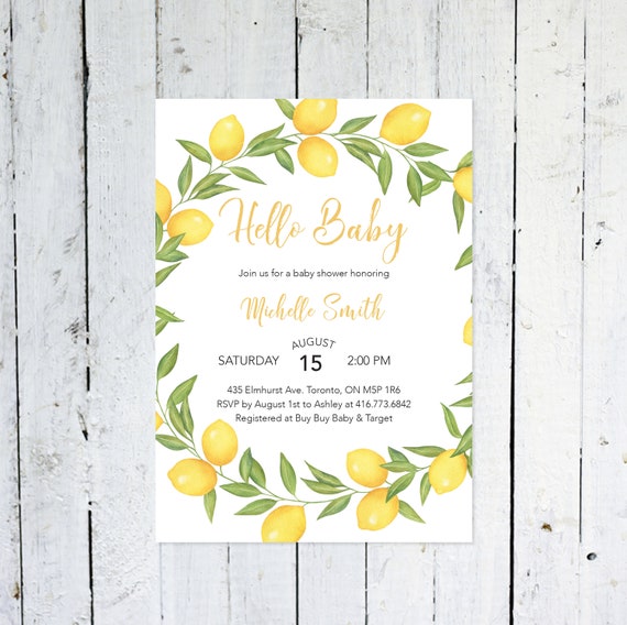 lemon baby shower invitations