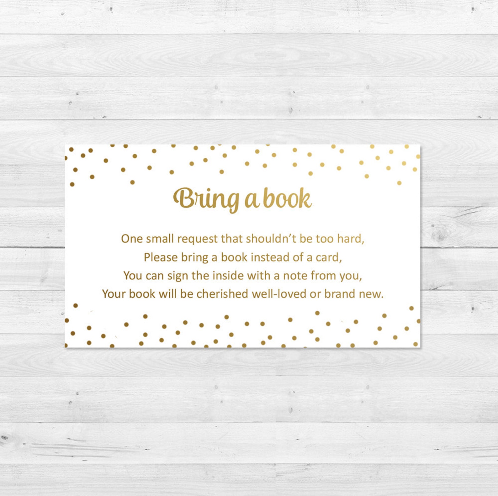 Bring A Book Instead of A Card Baby Shower White and Gold Etsy