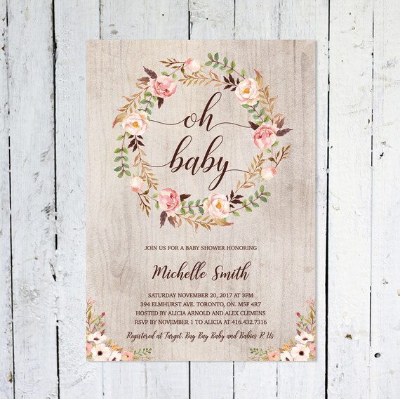 bohemian baby shower invitations