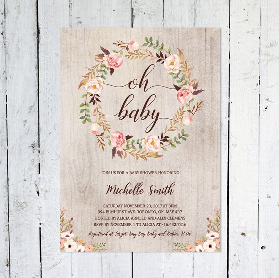 bohemian baby shower invitations