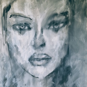 Abstract Woman Portrait Oil Painting on Canvas, Modern Wall Art, Canvas Painting, Wall Decor Hanging, Oil Paint, Female Figure