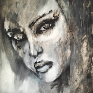 Abstract Woman Portrait Oil Painting on Canvas, Modern Wall Art, Canvas Painting, Wall Decor Hanging, Oil Paint, Female Figure