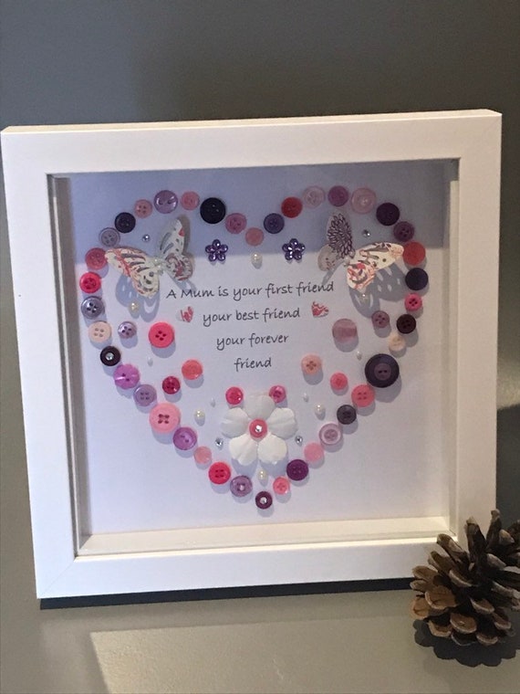 Mums Are Like Buttons Frame//Picture Gift for Mum//Mum Frame//Mother Gift//Heart//Christmas Gift//Family//Framed Picture for Mum//Framed Quote//Gift for Her