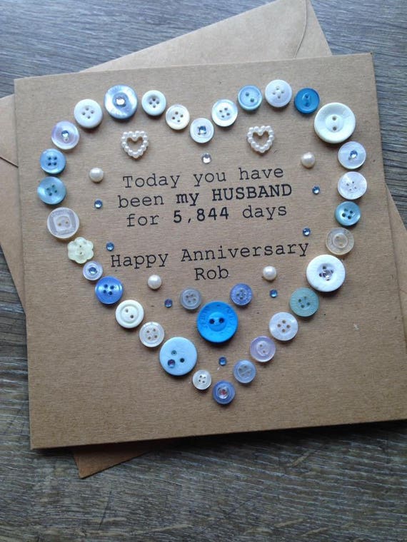 Husband Personalised Anniversary Card Button Art Design Etsy