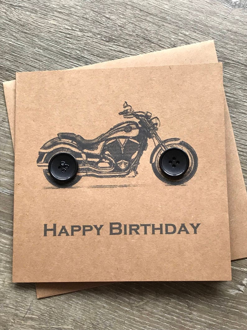 Bouton Amateurs De Moto Art Joyeux Anniversaire Carte De Vœux Etsy France