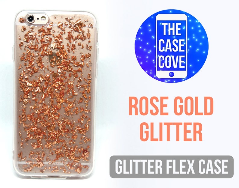 Flex Glitter Rose Gold iPhone Case iPhone Rose Gold Case Foil Flake Leaf Rose Gold Phone Case Copper iPhone Case, 5 5s SE 6 7 8 Plus