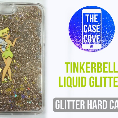Tinkerbell Gold Hard Liquid Glitter Disney Iphone Case Iphone Etsy