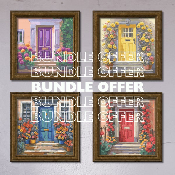 Pacchetto di schemi per punto croce "Porte colorate" (PDF)