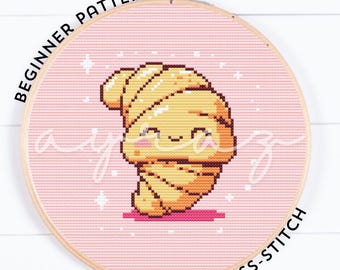 Sully de Croissant, kawaii-stijl borduurpatroon, patroon voor beginners