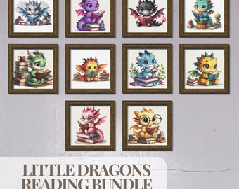 Dragon-kruissteekpatroon, boek lezen draken kruissteekpatronen bundel van 10