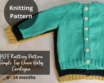 Breipatroon babyvestje: eenvoudig ontwerp van boven naar beneden voor pasgeborenen tot 2 jaar (digitale download)