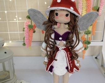 Gehaakte pop paddenstoelfee – amigurumi-verzamelpop