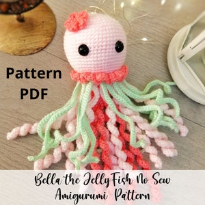 Jellyfish Crochet Pattern: Bella Amigurumi, No Sew (PDF)
