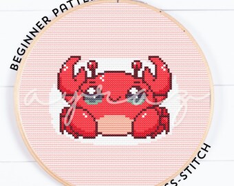 シンプルなピンクのカニのクロスステッチパターン PDF - Etsy 日本