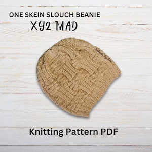 Knitting Pattern for Quick and Easy One Skein Slouch Beanie XY2 MAD PDF Download