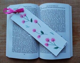 Pink wildflower bookmark