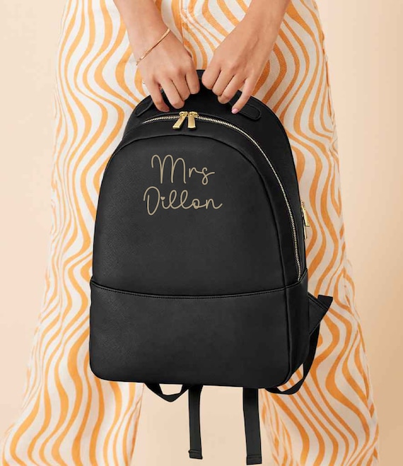 backpack name monogram leather For Men | 16" Laptop Backpack | Leather Backpack For Women | Brown Leather College Backpack Want a full look Faux Leather Boutique Backpack Personalised