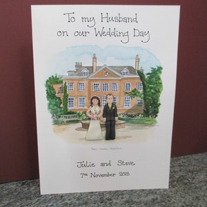 Tarjeta de boda personalizada: pintura del lugar de celebración