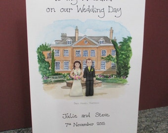 Personalisierte Hochzeitskarte - Gemälde des Veranstaltungsortes