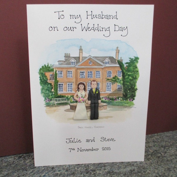 Personalised Wedding Card - Painting of Venue