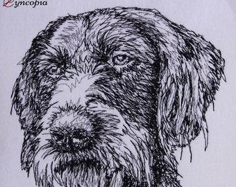 Archivo de bordado Braco Alemán de Pelo Duro, dibujo a mano