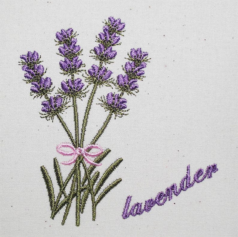 Victoria Lavender Fields Handembroidered Bow or Headwrap