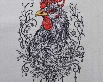 Archivo de bordado fantasía de gallina