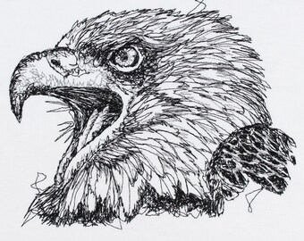 Archivo de bordado garabato de cabeza de águila