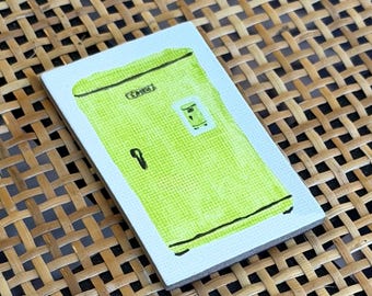 Original Hand-Painted Vintage Refrigerator Canvas Magnet