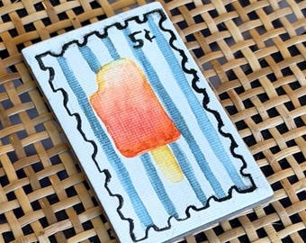 Original Hand-Painted Popsicle Canvas Magnet