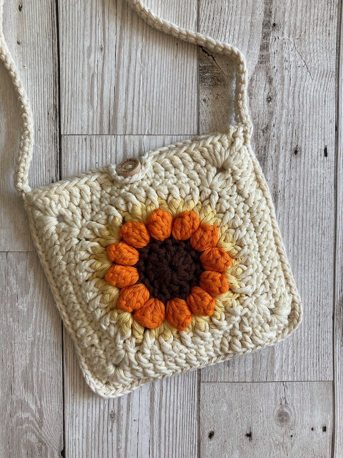 Crochet Sunflower Bag Cotton Crossbody Bag Gift for Her | Etsy UK