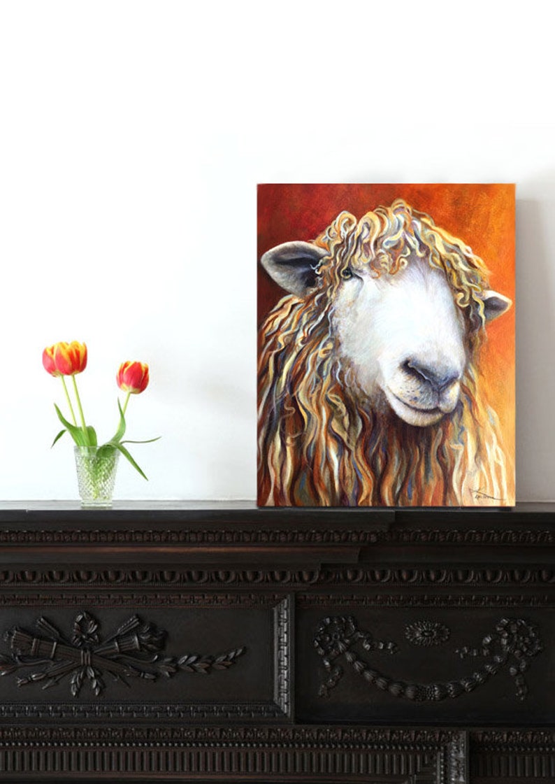 Sheep Painting as Art Print on Paper or Canvas Print Sheep image 1