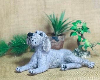 Big size felted Danua dog,handmade pet Figurine,wool felting sculpture,Memorial Gifts,Felted Animal,realistic,handmade doll