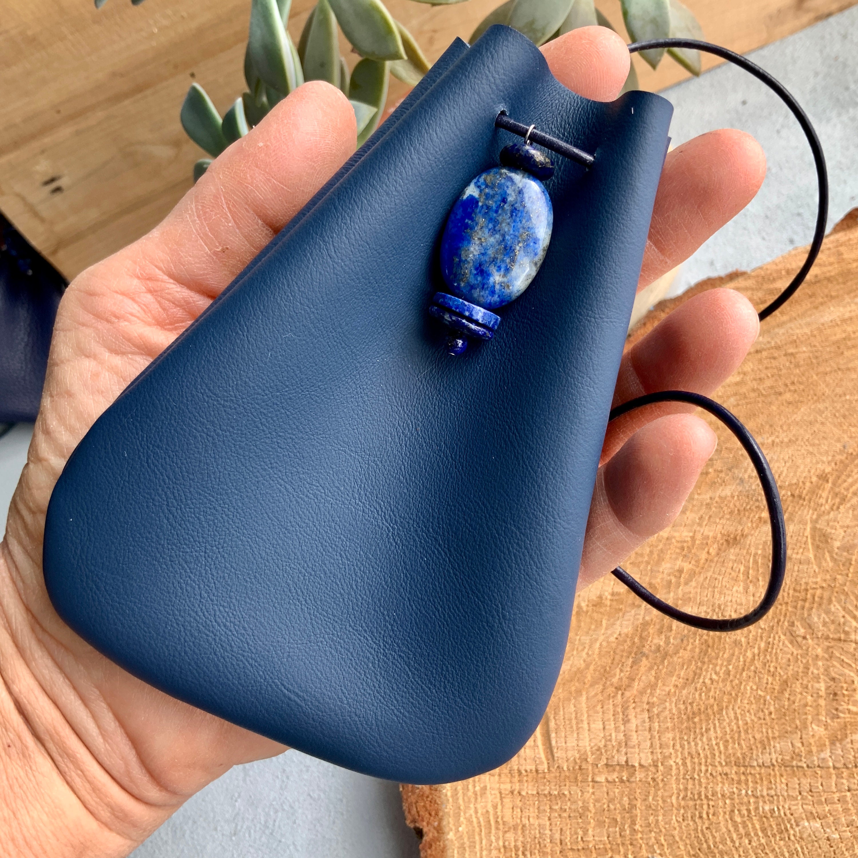 Lapis Lazuli Healing Stone Leather Medicine Bag Medicine
