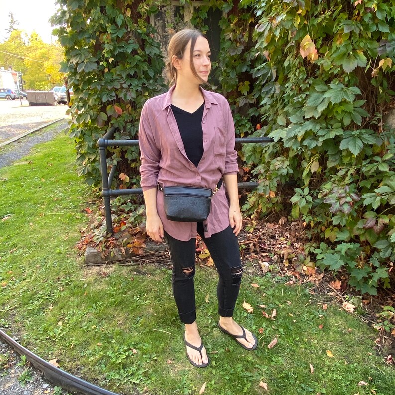 Fannypack Black Vegan Leather Waist bag Hipbag Belt Pouch Eco Etsy