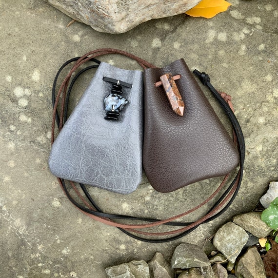 Vegan Leather Medicine Bag Bear Totem Medicine Pouch Amulet 