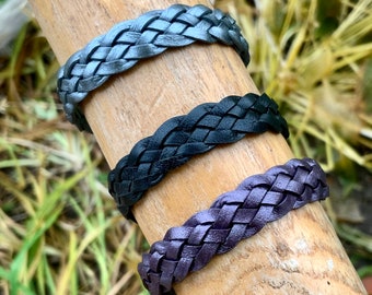Braided Leather Cuff Bracelet Stacking Bracelet Tribal Ethnic Classic Large Sizes Available