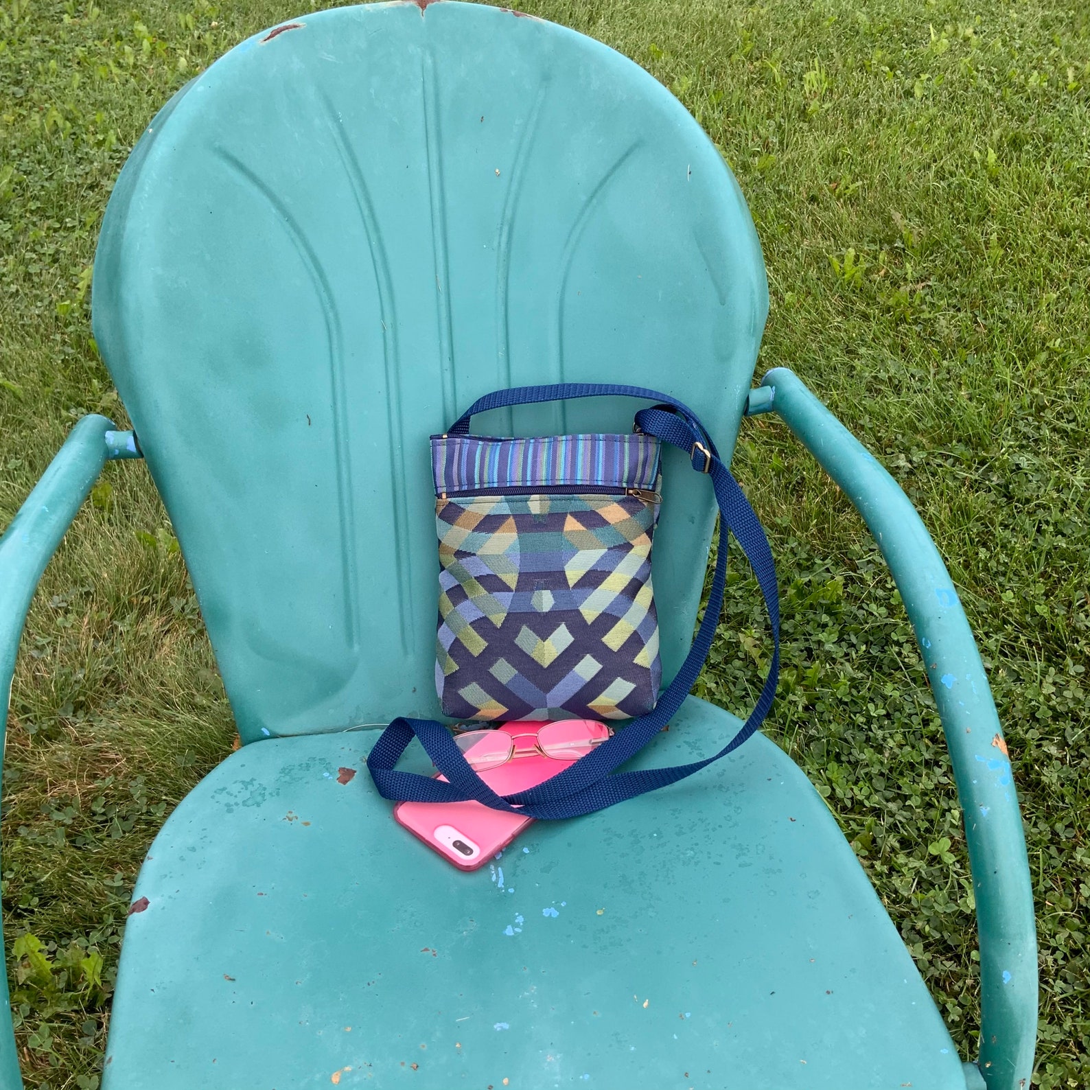 Small Blue Crossbody Bag Shoulder Bag Travel Bag Vegan Fabric Etsy