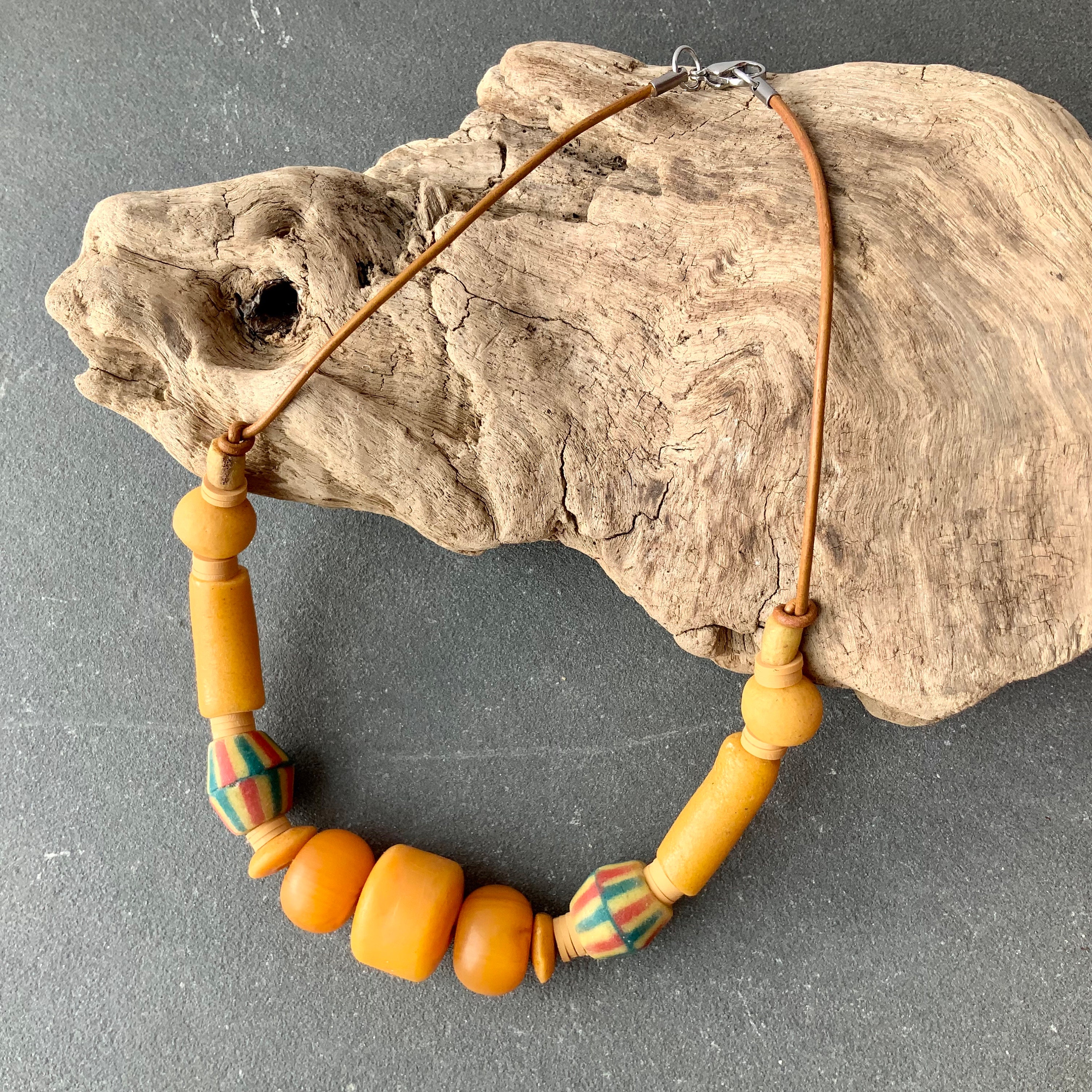 African Bead Necklace Vintage African-made Copal Beads Ethnic