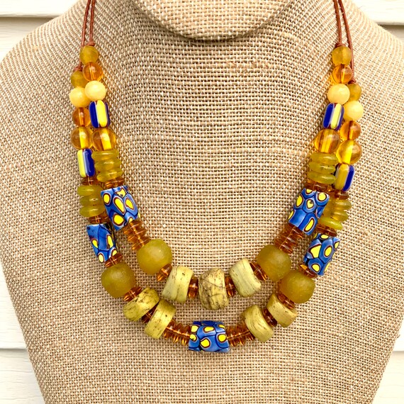 アンティーク ヘブロン ビーズ ネックレス アフリカン トレード ビーズ  