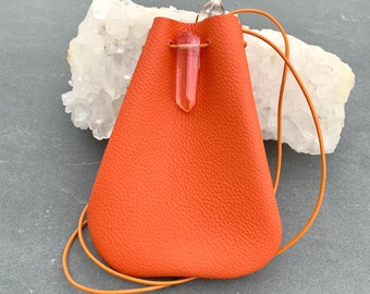 Leder-Medizintasche, große Tasche, Amulett-Kristalltasche, Schamanentasche, Meditation, Yoga, Geschenk für Sie, Leder-Heilkristalltasche, Heilsteine