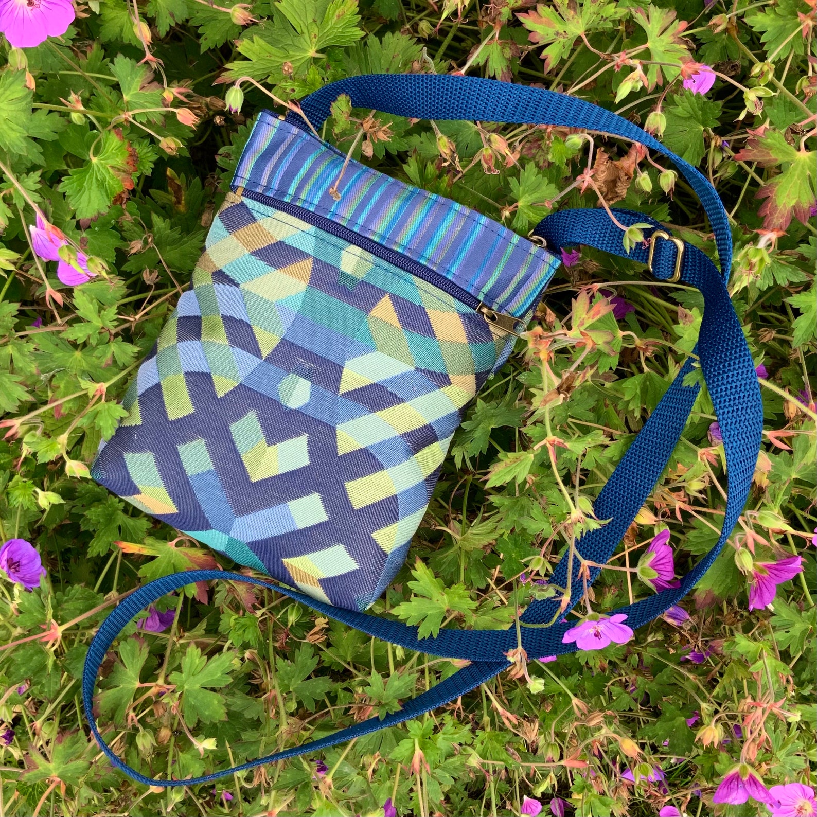 Small Blue Crossbody Bag Shoulder Bag Travel Bag Vegan Fabric Etsy