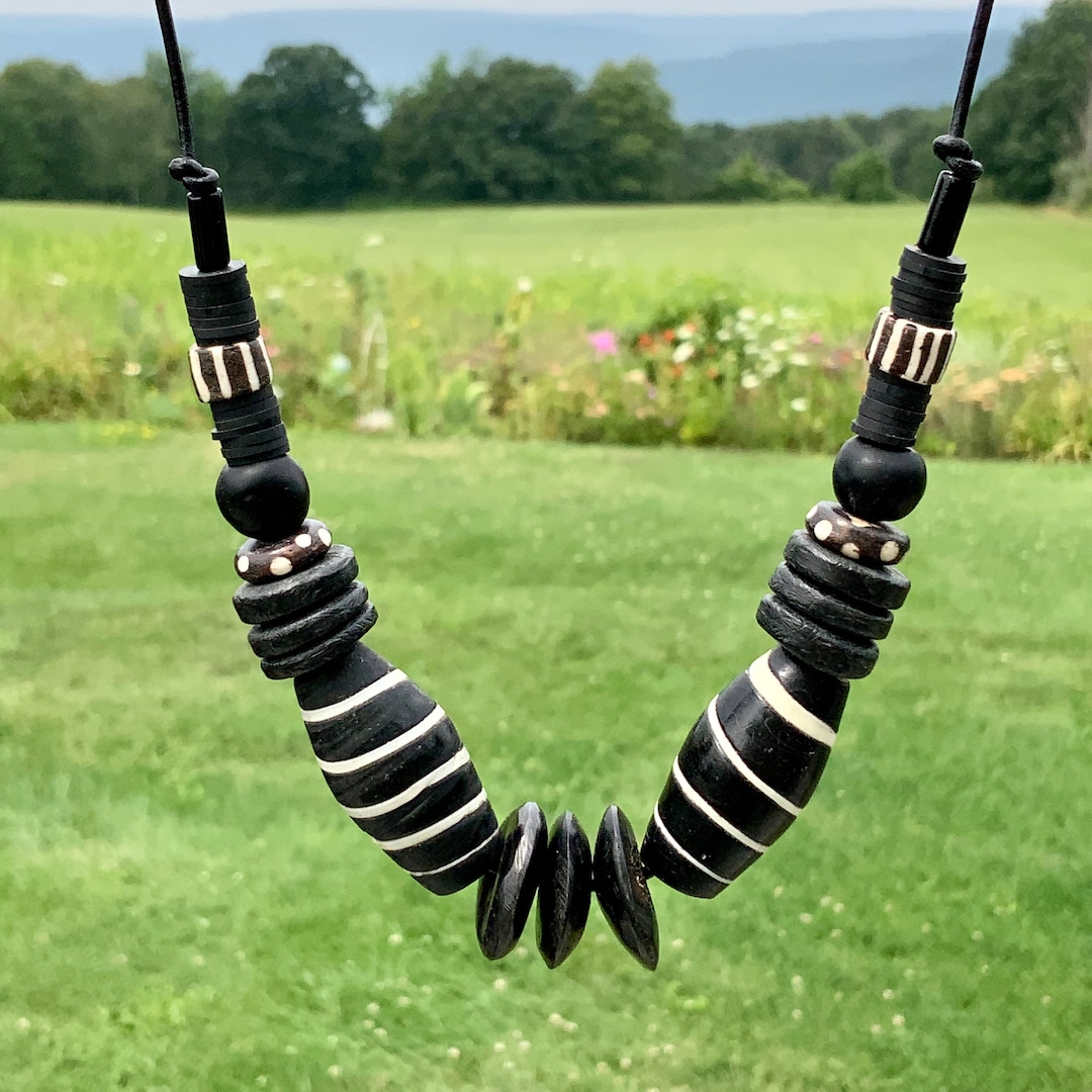 African Bead Necklace Africanmade Bone & Recycled Glass Etsy