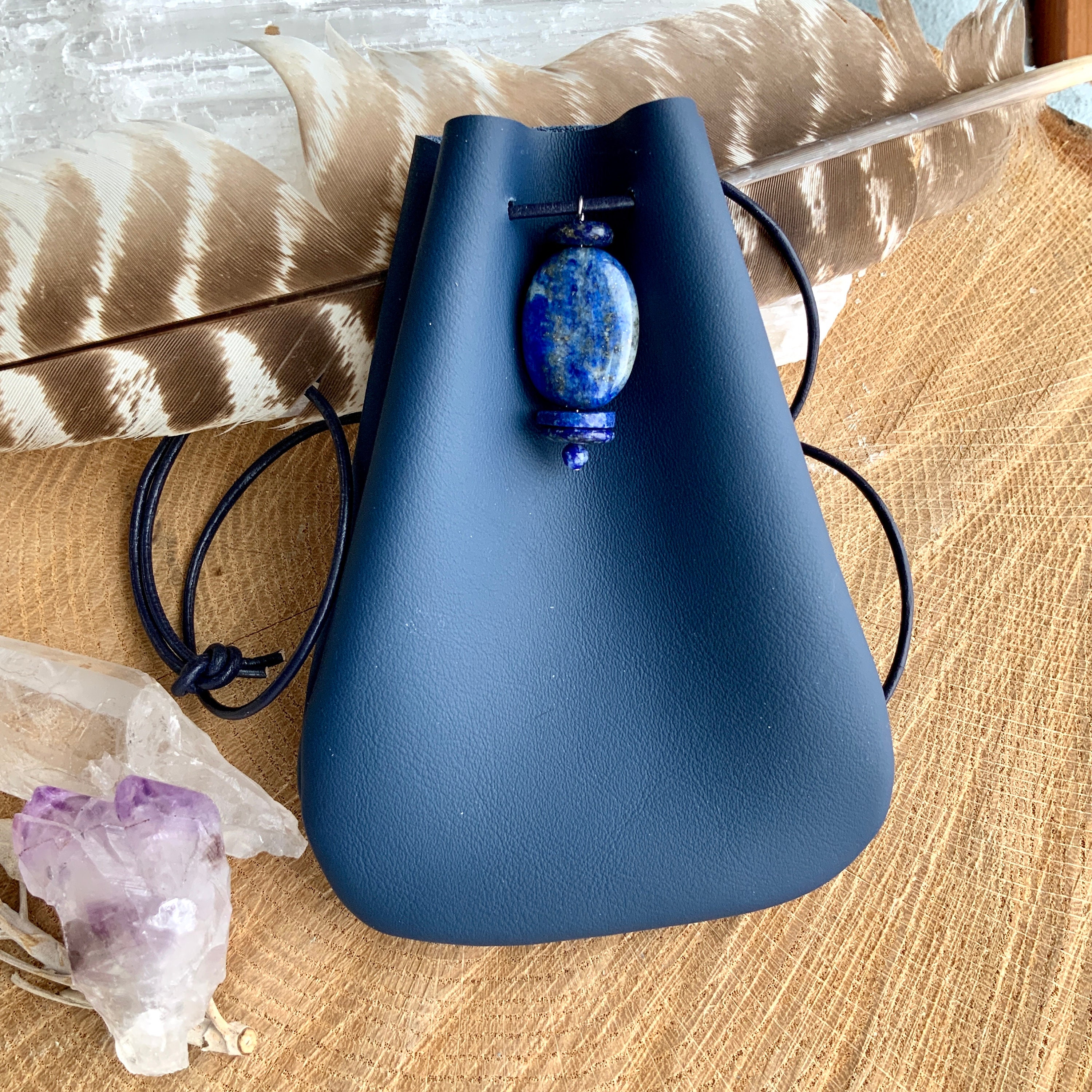 Lapis Lazuli Healing Stone Leather Medicine Bag Medicine Lapis Lazuli Healing Stone Leather Medicine Bag Medicine