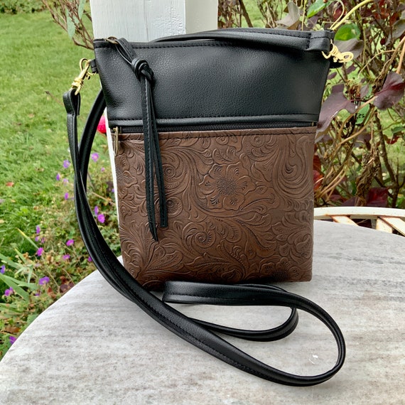 Black and Brown Crossbody Bag Vegan Eco Leather Small Shoulder Bag  Minimalist Bag Classic Faux Leather Purse Travel Bag Evening Everyday Bag -  Etsy