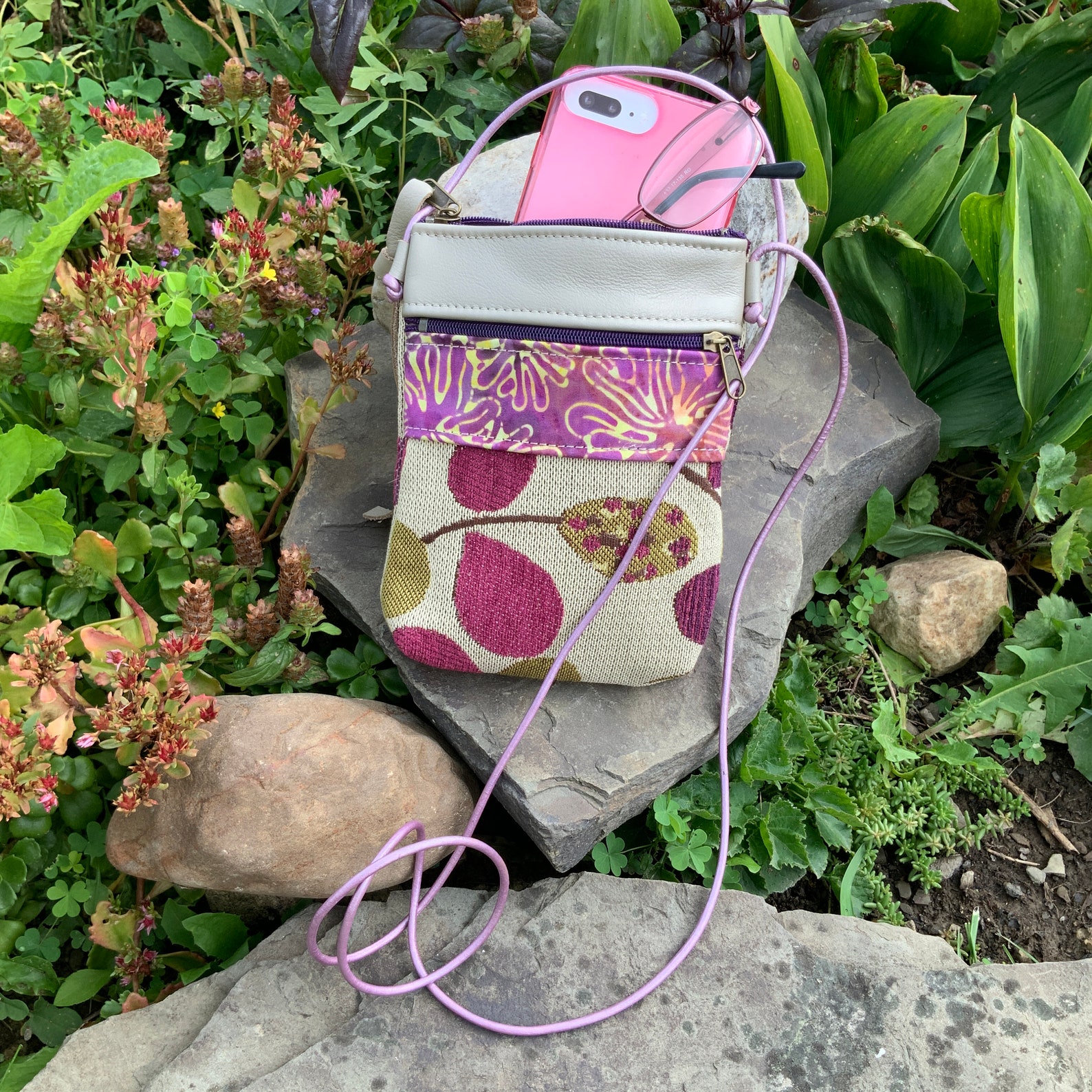 Small Crossbody Bag Phone Case Leather Handwoven Look Etsy