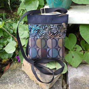 Small Vegan Crossbody Bag Shoulder Bag Travel Bag Boho Upholstery Tapestry Black Blue Adjustable Strap Minimalist Bag Everyday Handbag