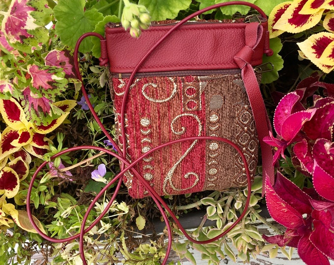 Small Crossbody Bag Phone Case Leather and Many Moons Chenille Tapestry ...