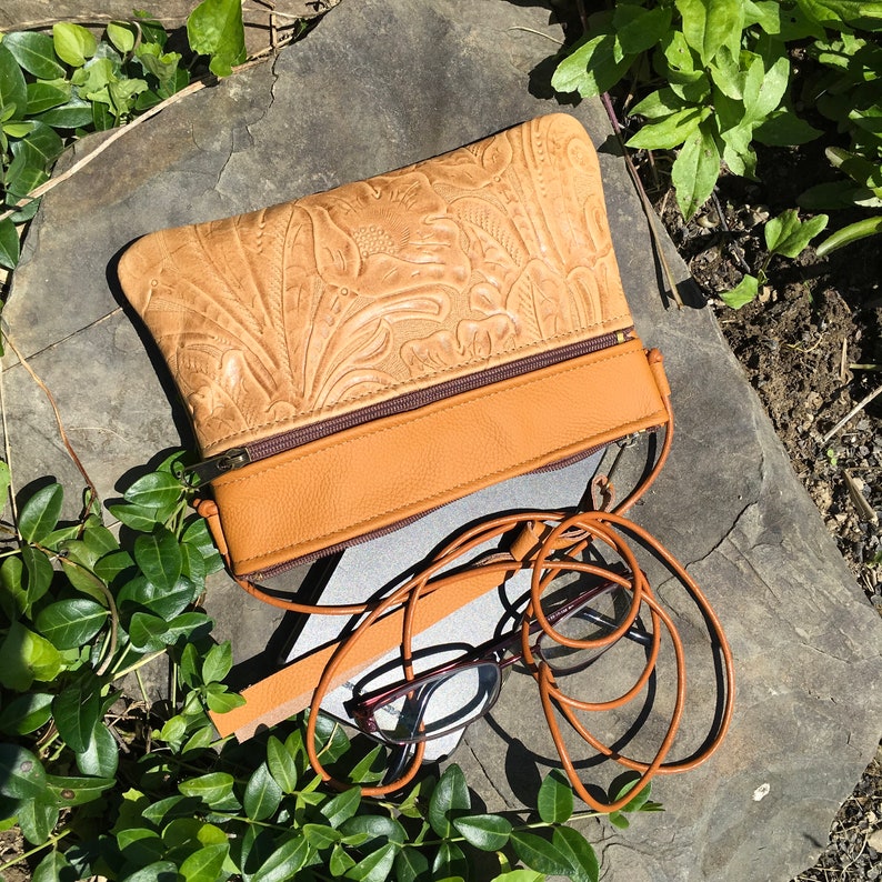 Small Flat Leather Crossbody Purse Festival Bag Purse Etsy
