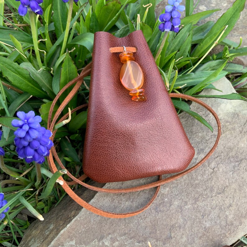 Black Vegan Leather Medicine Bag Medicine Pouch Amulet Crystal Etsy